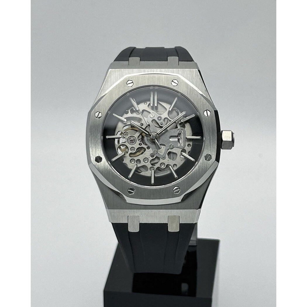 Custom Seiko Mod • Silver Black Skeleton AP • 42mm